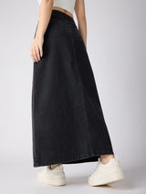 Women's Grey Casual Straight Fit Solid Skirt