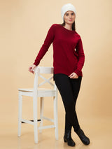Women's Red Raglan Sleeve Acrylic Sweater