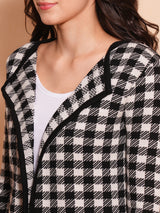 Women's Multicolor Checked Self Design Cardigan
