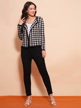 Women's Multicolor Checked Self Design Cardigan