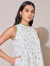 Women's White Casual Regular Fit Printed Kurta Set