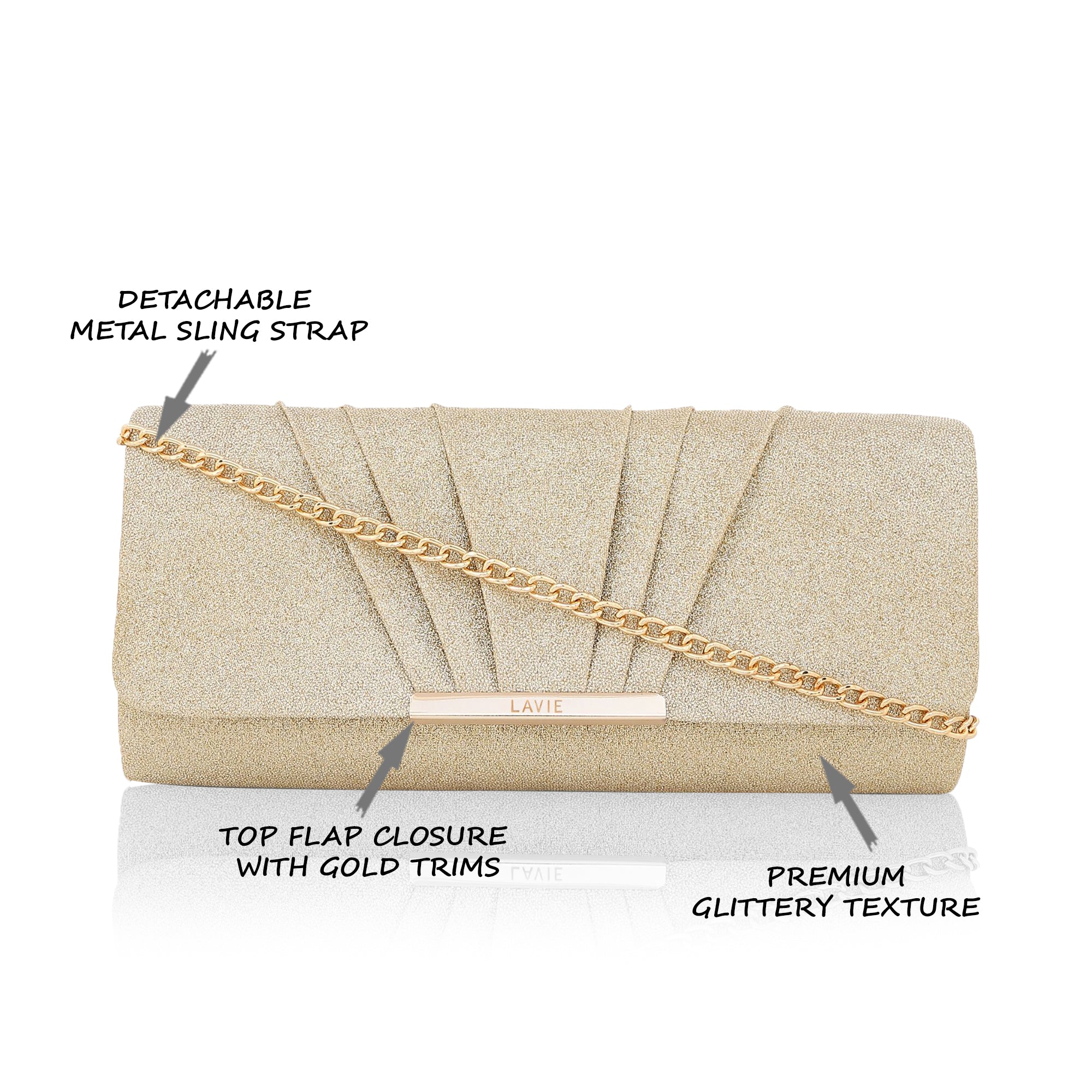 Women's Gold Party Solid Clutch