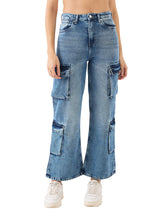 Women's Blue Casual Wide Leg Jeans