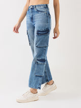 Women's Blue Casual Wide Leg Jeans