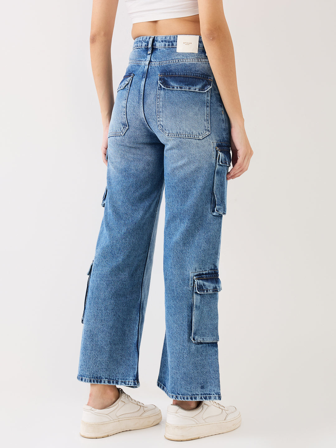 Women's Blue Casual Wide Leg Jeans