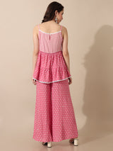 Women's Pink Casual Regular Fit Printed Top