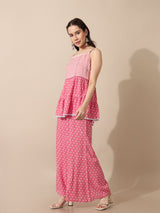 Women's Pink Casual Regular Fit Printed Top
