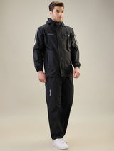 Men's Black Blue Button Rainsuit