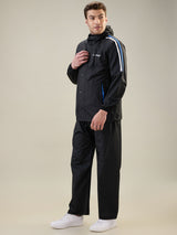 Men's Black Blue Button Rainsuit