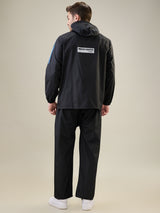 Men's Black Blue Button Rainsuit
