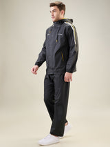 Men's Black Yellow Button Rainsuit