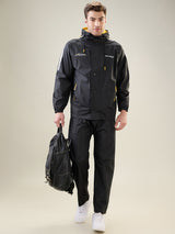 Men's Black Yellow Button Rainsuit