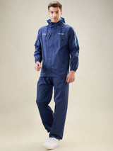 Men's Navy Blue Button Rainsuit
