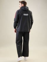 Men's Black Pink Button Rainsuit