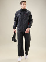 Men's Black Pink Button Rainsuit