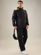 Men's Black Yellow Button Rainsuit