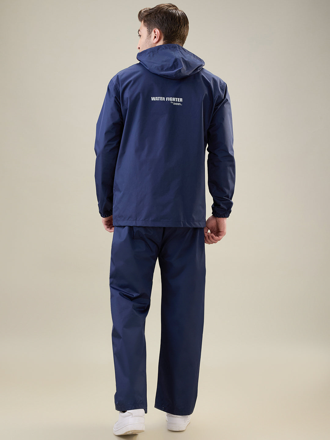 Men's Navy Orange Button Rainsuit