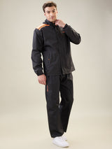 Men's Black Orange Button Rainsuit