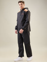 Men's Black Orange Button Rainsuit