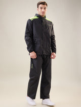 Men's Black Neon Button Rainsuit