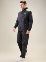 Men's Black Neon Button Rainsuit