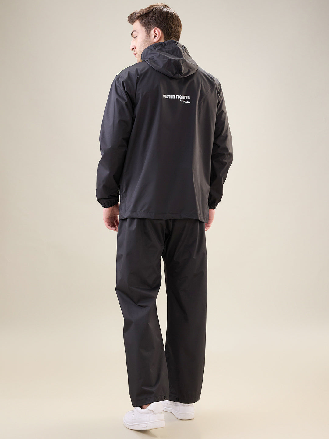 Men's Black Neon Button Rainsuit