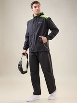 Men's Black Neon Button Rainsuit
