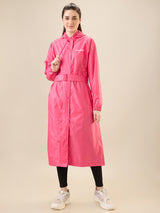 Women's Pink Button Raincoat