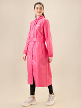 Women's Pink Button Raincoat