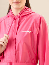 Women's Pink Button Raincoat