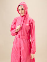 Women's Pink Button Raincoat