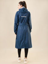 Women's Dark Blue Button Raincoat