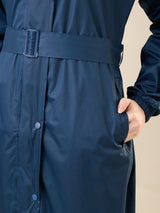 Women's Dark Blue Button Raincoat