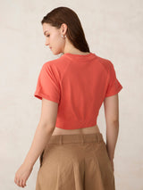 Women's Orange Casual Printed Half Sleeves Tshirt