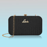 Women's Black Party Solid Clutch