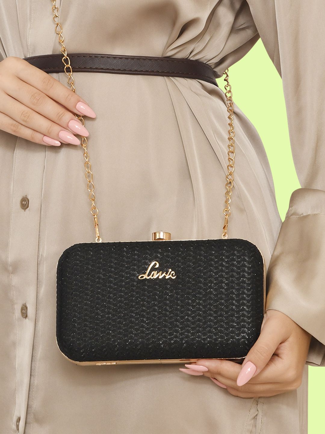 Women's Black Party Solid Clutch