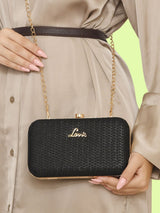 Women's Black Party Solid Clutch