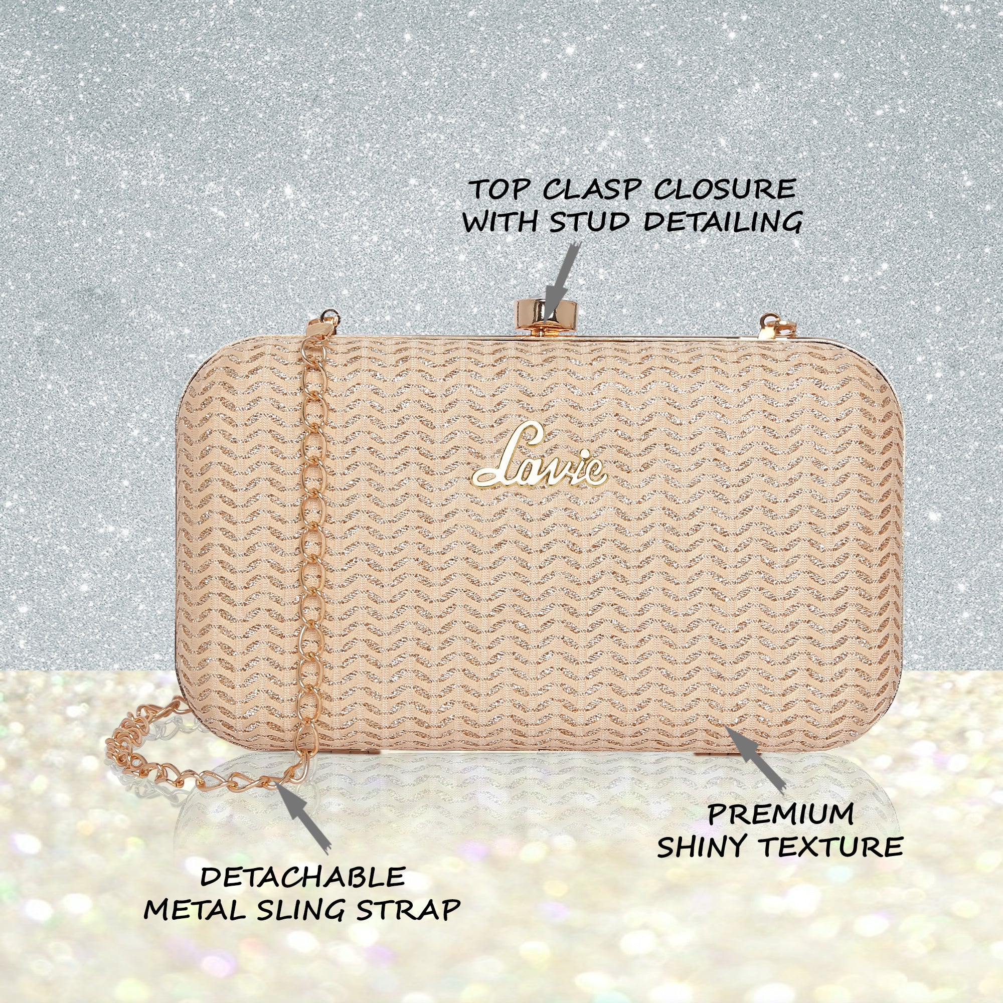 Women's Gold Party Solid Clutch