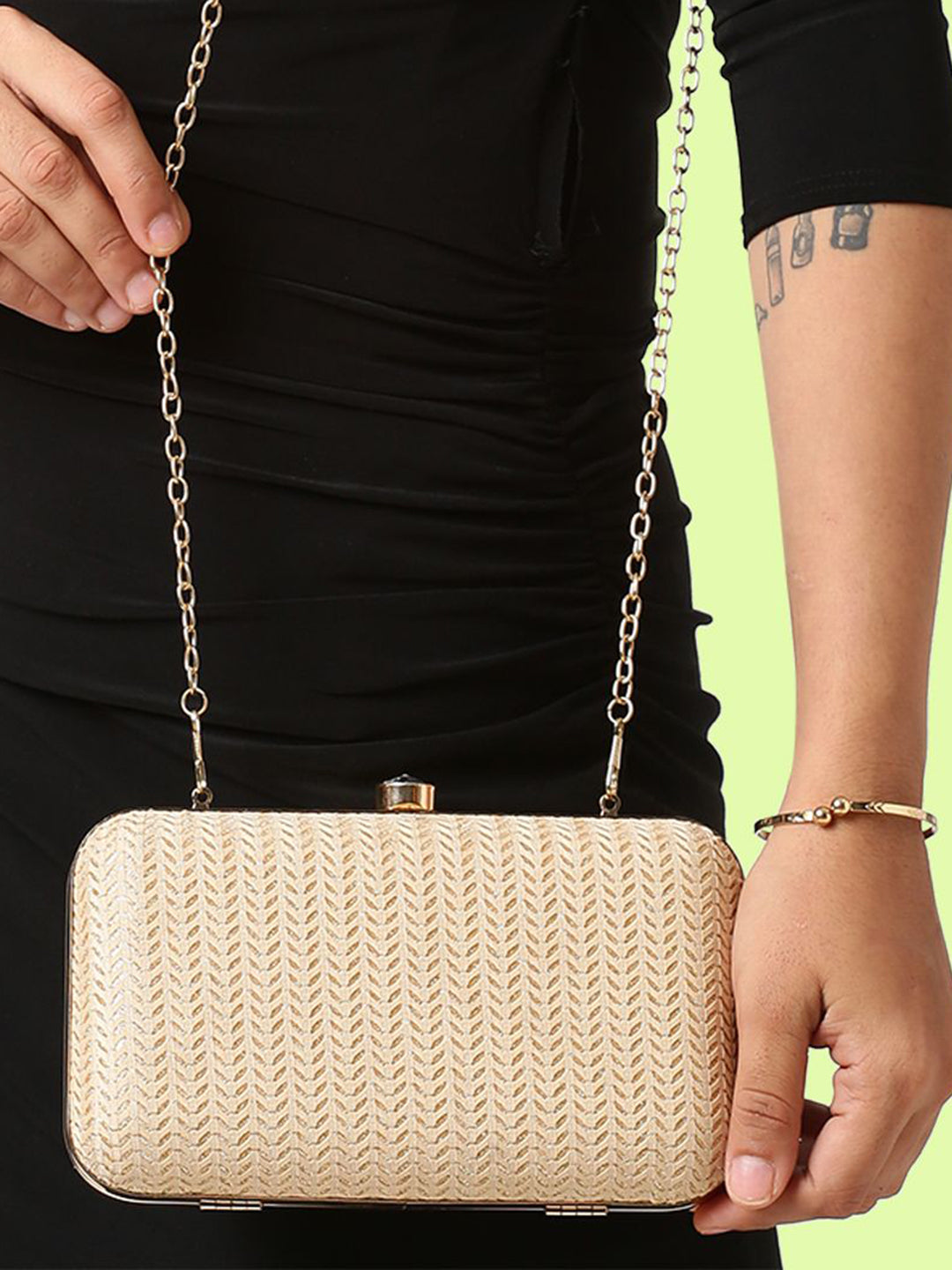 Women's Gold Party Solid Clutch