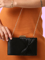 Women's Black Party Solid Clutch