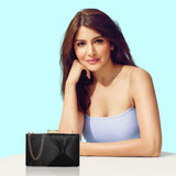 Women's Black Party Solid Clutch