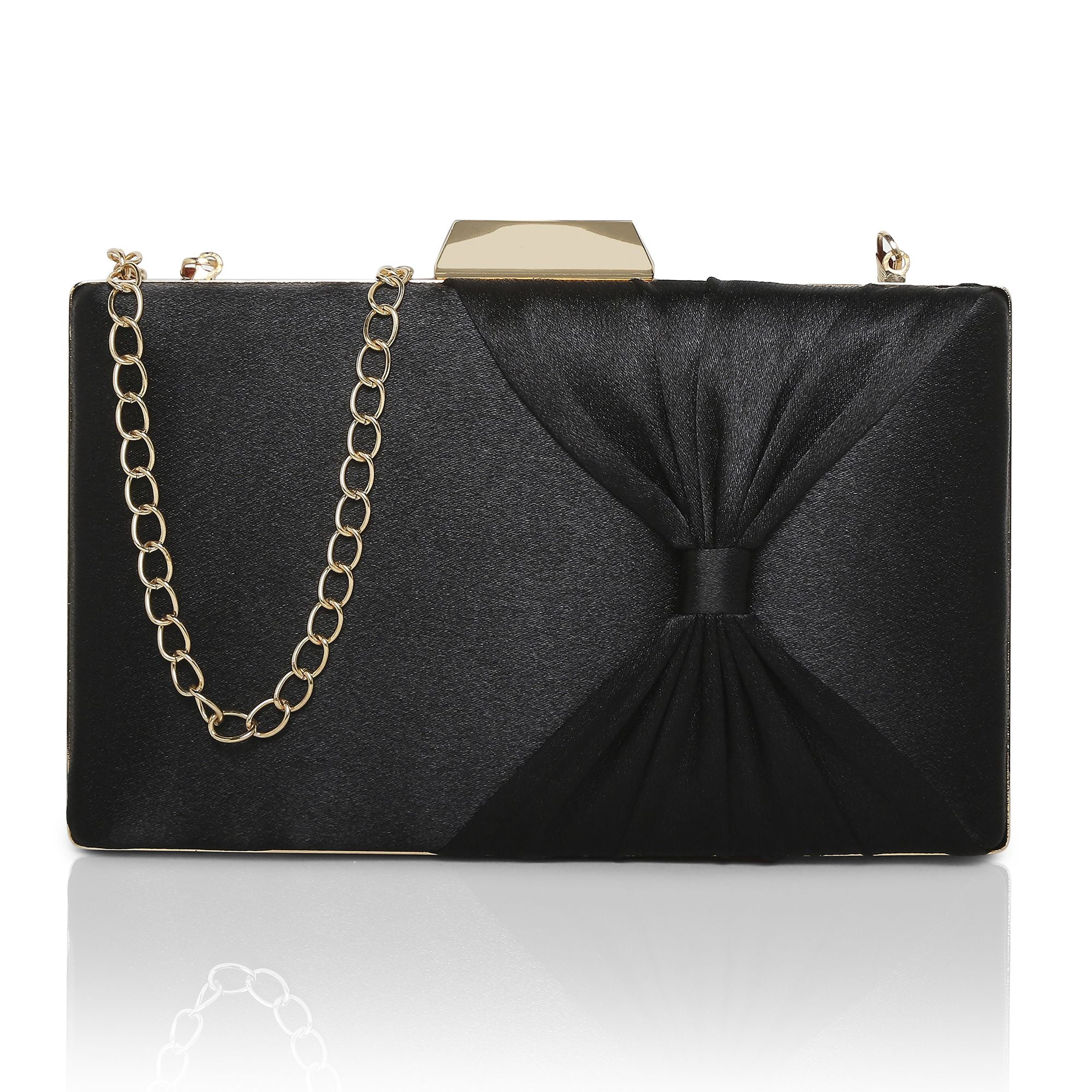 Women's Black Party Solid Clutch