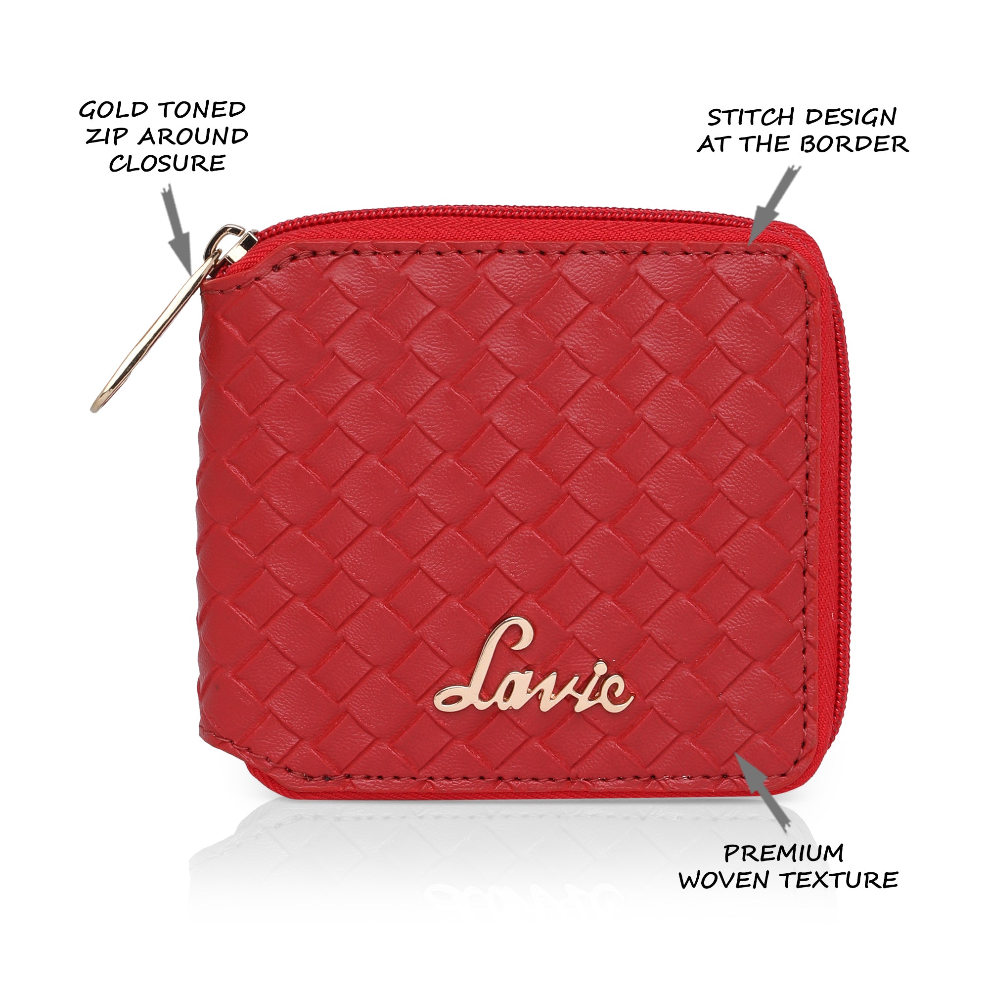 Women's Red Casual Solid Wallet