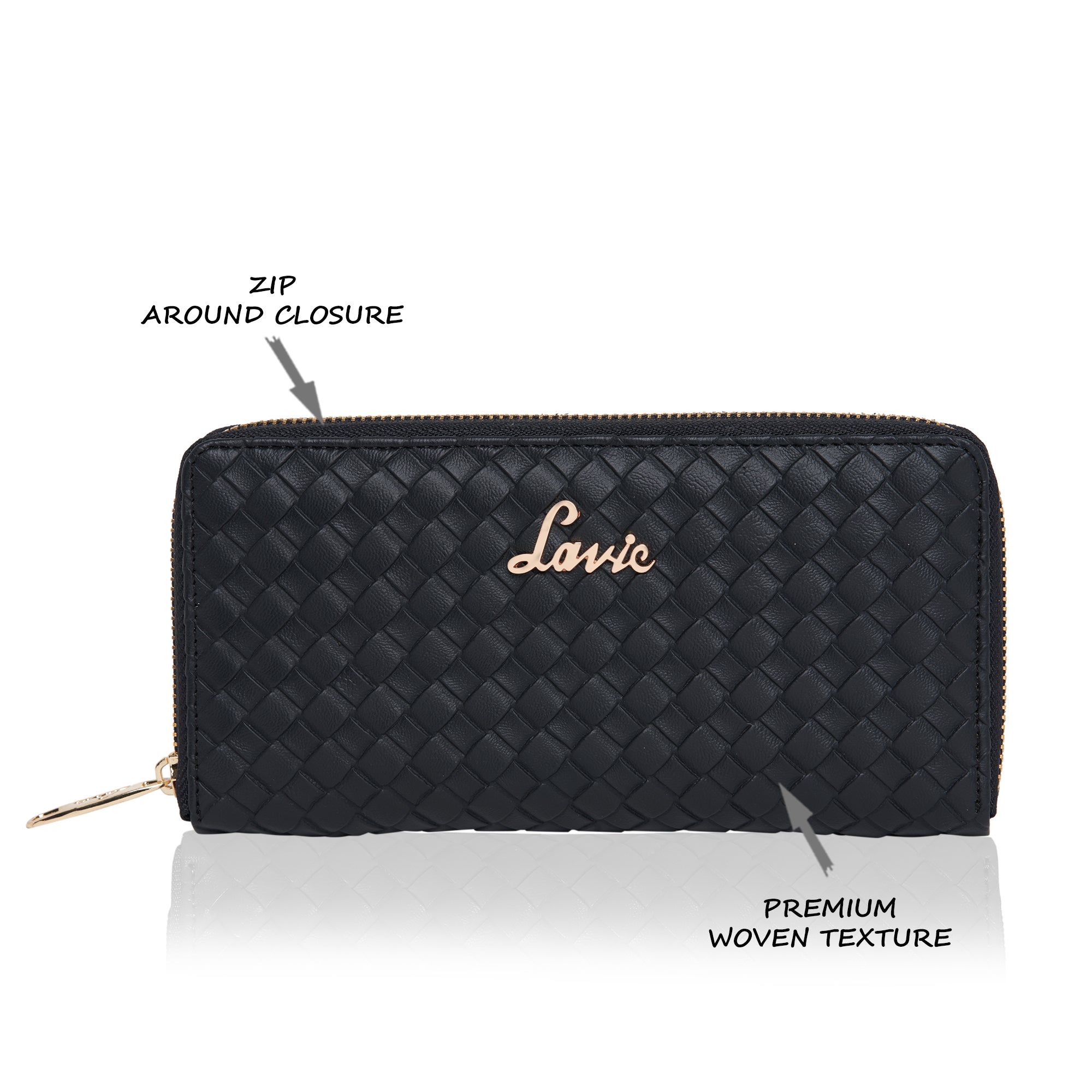 Women's Black Casual Solid Wallet
