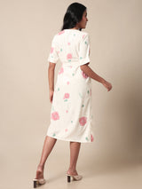 Women's White Casual Regular Fit Printed Dress