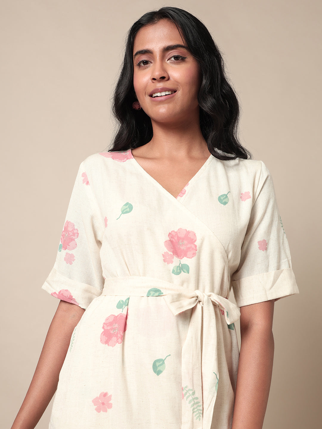 Women's White Casual Regular Fit Printed Dress