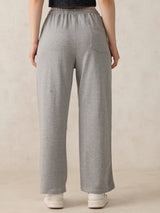 Women's Grey Casual Wide Leg Printed Trackpant