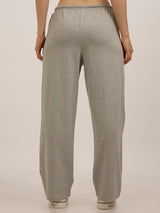 Women's Grey Casual Wide Leg Solid Trackpant