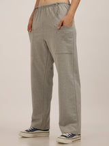 Women's Grey Casual Wide Leg Solid Trackpant