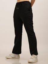 Women's Black Casual Regular Fit Solid Trackpant